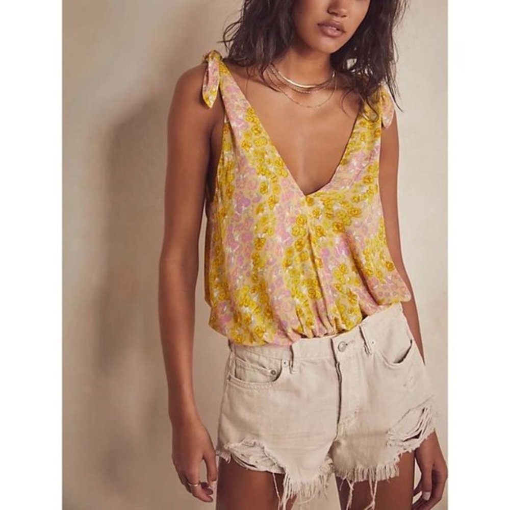 nwot Free People Bare It All Bodysuit / Sunshine Combo